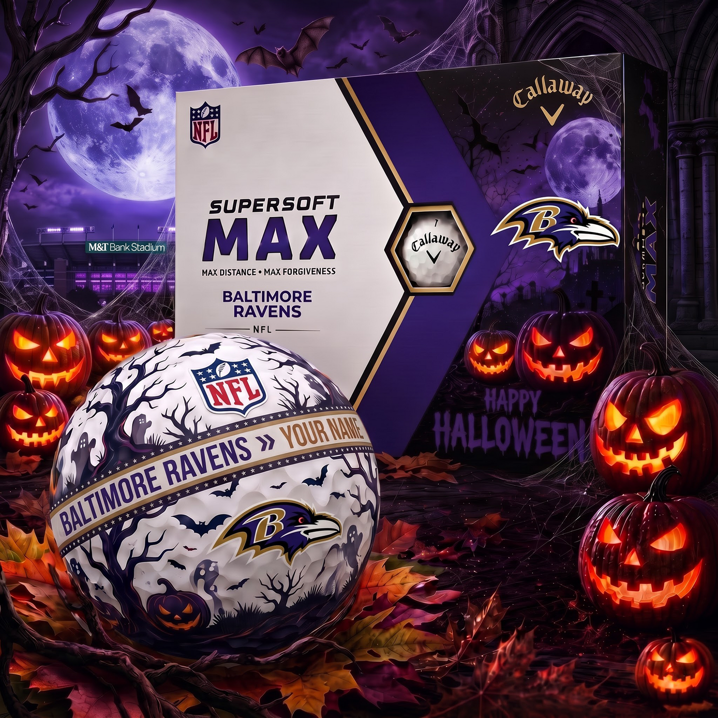 BR_Premium NFL Team Halloween Golf Balls Set - Spooky Halloween Gift Box
