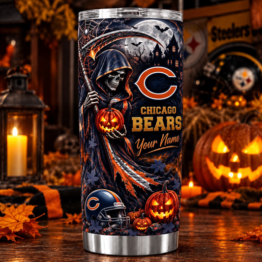 CHI X NFL Halloween Horror Tumbler – Personalized Your Name Edition