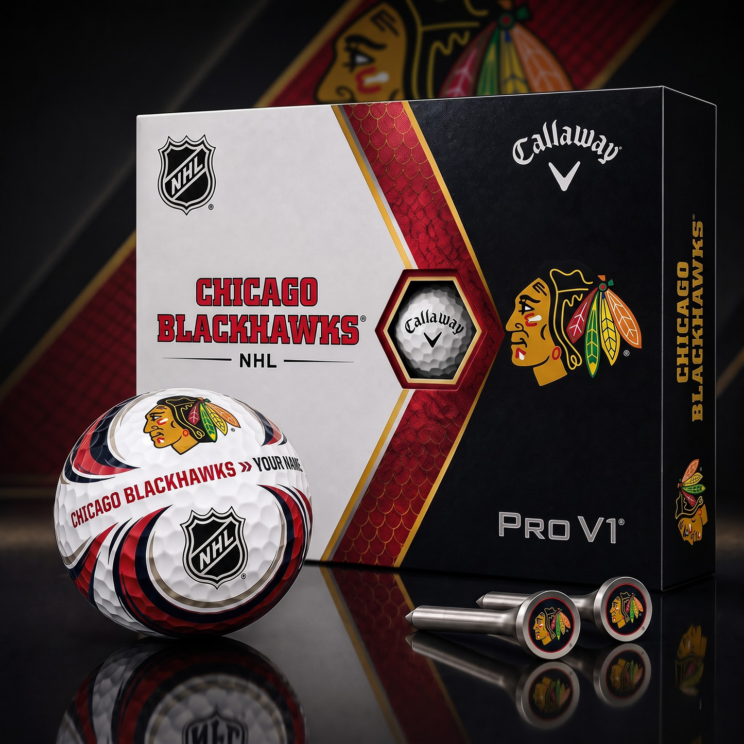 CHI X PREMIUM NHL PERSONALIZED PRO V1 GOLF BALL SET COLLECTOR EDITION