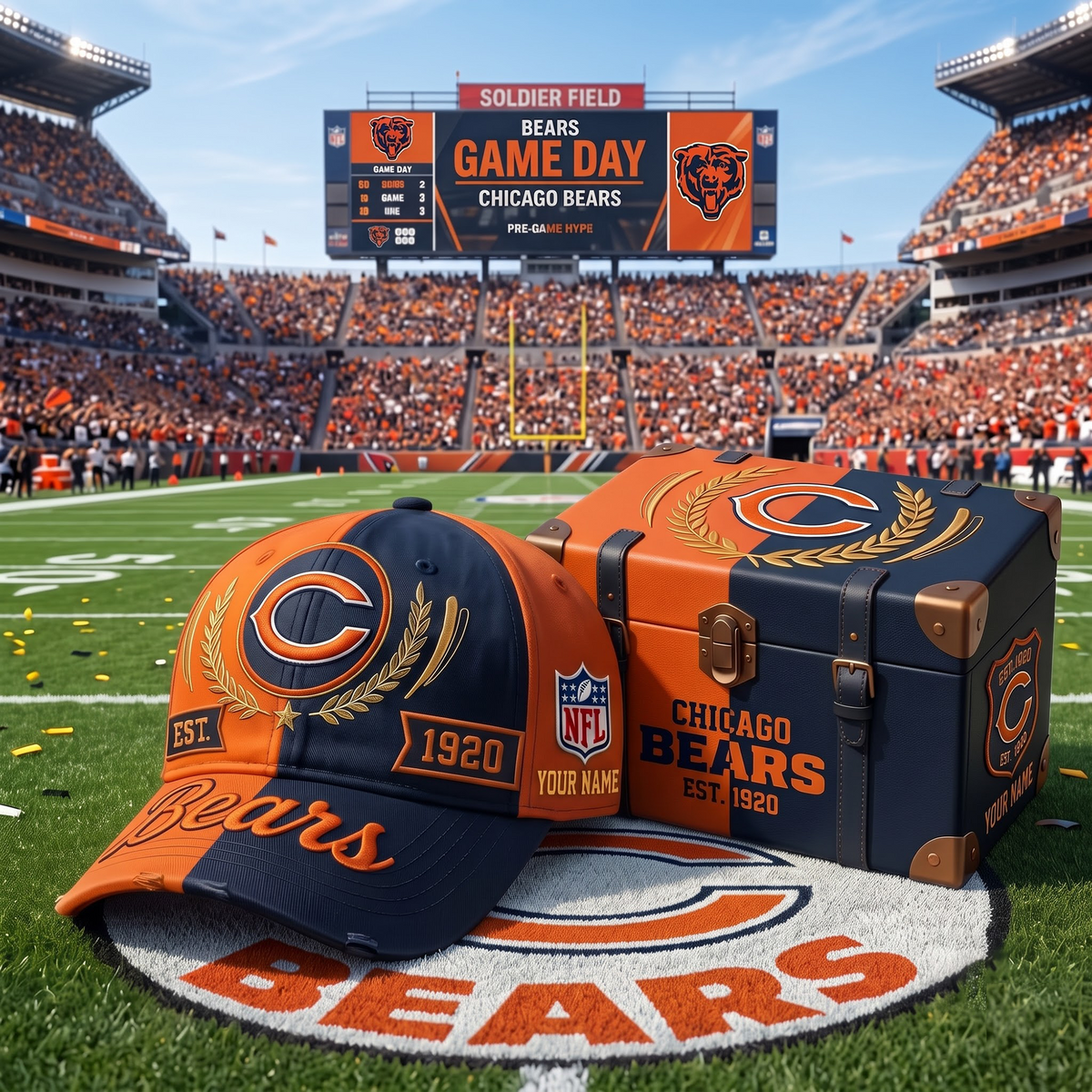 CHI X Premium NFL Fan Cap & Collector Box Set – Custom Name Edition