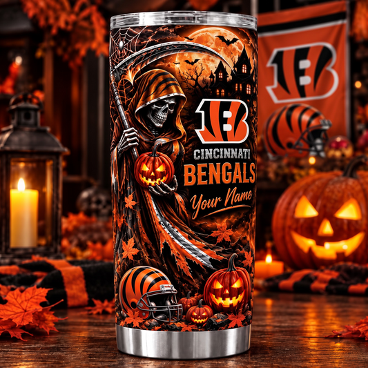 CIN X NFL Halloween Horror Tumbler – Personalized Your Name Edition