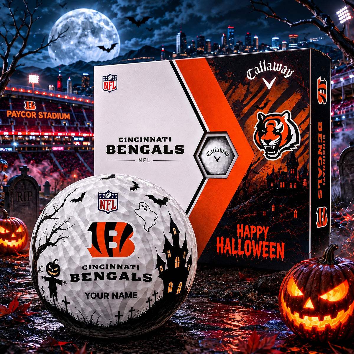 CIN X Premium NFL Halloween Golf Ball Limited Edition V2 1208