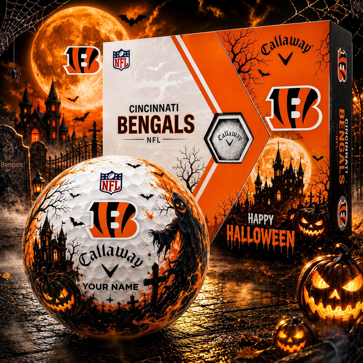 CIN X Premium NFL Halloween Golf Ball Limited Edition V3