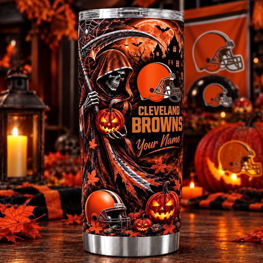 CLE X NFL Halloween Horror Tumbler – Personalized Your Name Edition