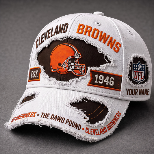 CLE X Premium NFL Classic Distressed Snapback Cap
