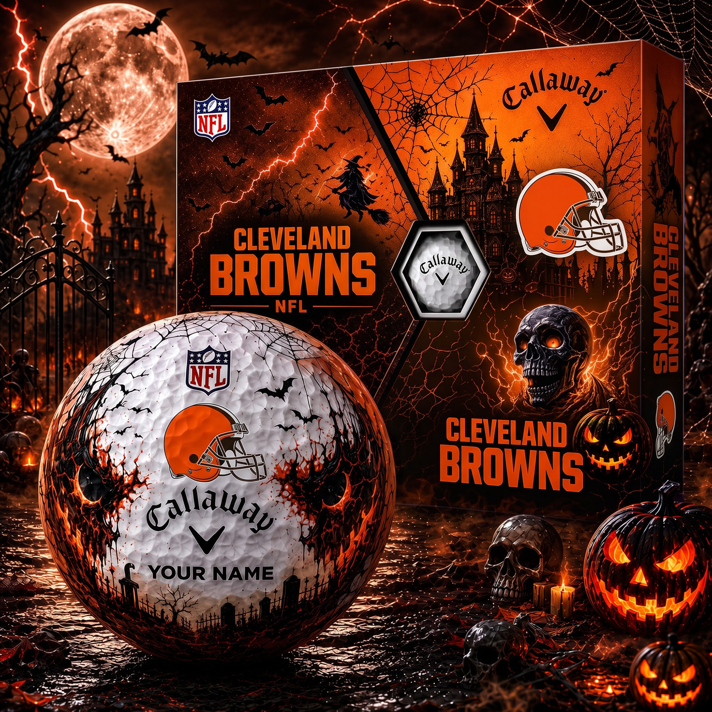 CLE X Premium NFL Halloween Golf Ball Limited Edition V2