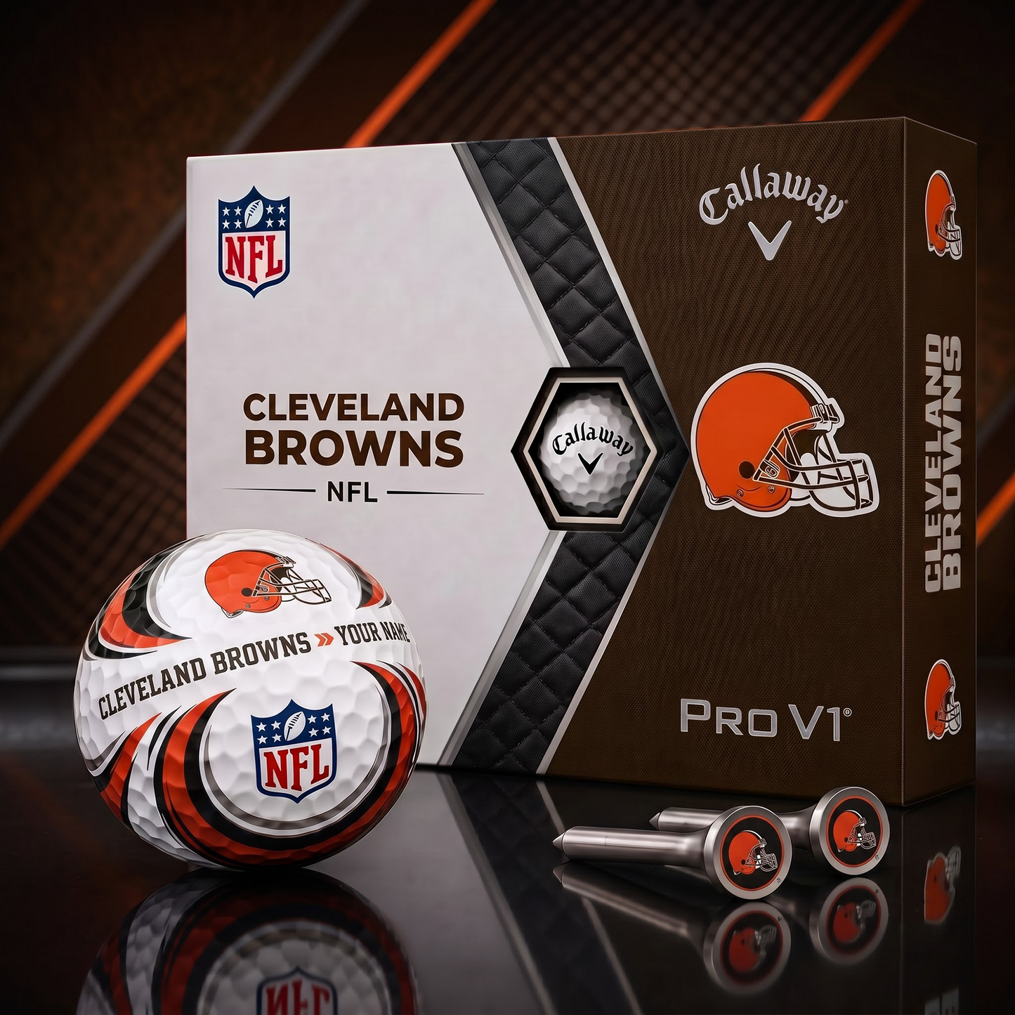 CLE_PREMIUM NFL PERSONALIZED PRO V2 GOLF BALL SET COLLECTOR EDITION 1808