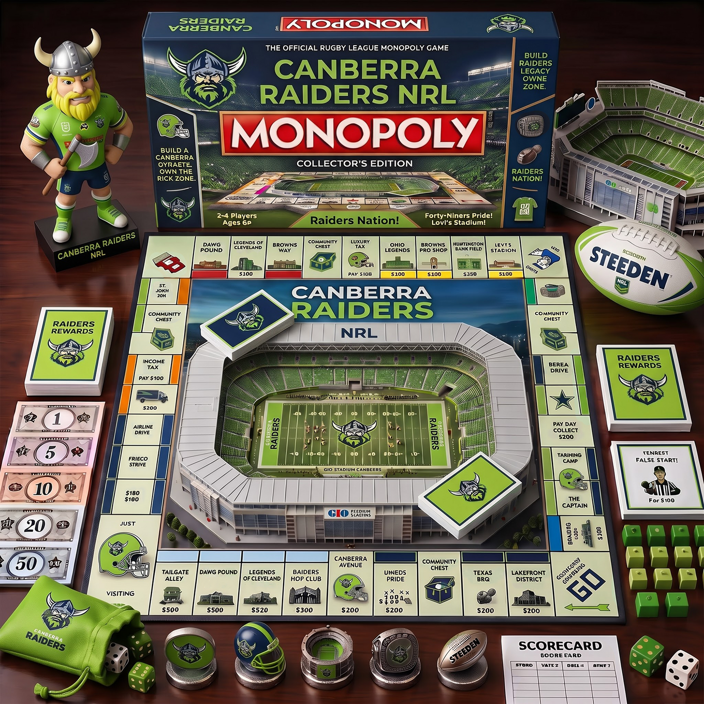 CR_MONOPOLY NRL DELUXE SPORTS BOARD GAME PREMIUM COLLECTOR EDITION