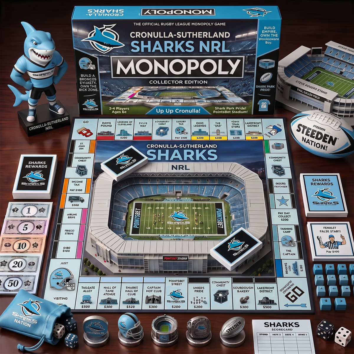 CSS_MONOPOLY NRL DELUXE SPORTS BOARD GAME PREMIUM COLLECTOR EDITION