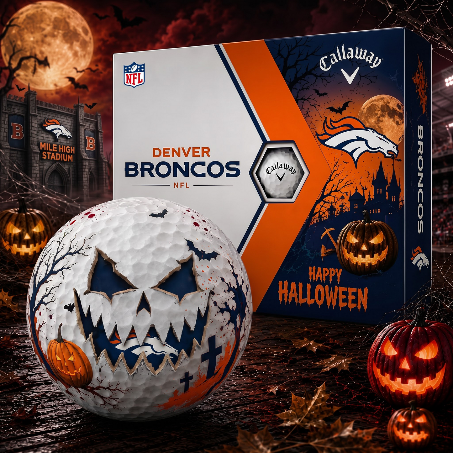DB_NFL Monster Skull Halloween Golf Balls Gift Box 1808