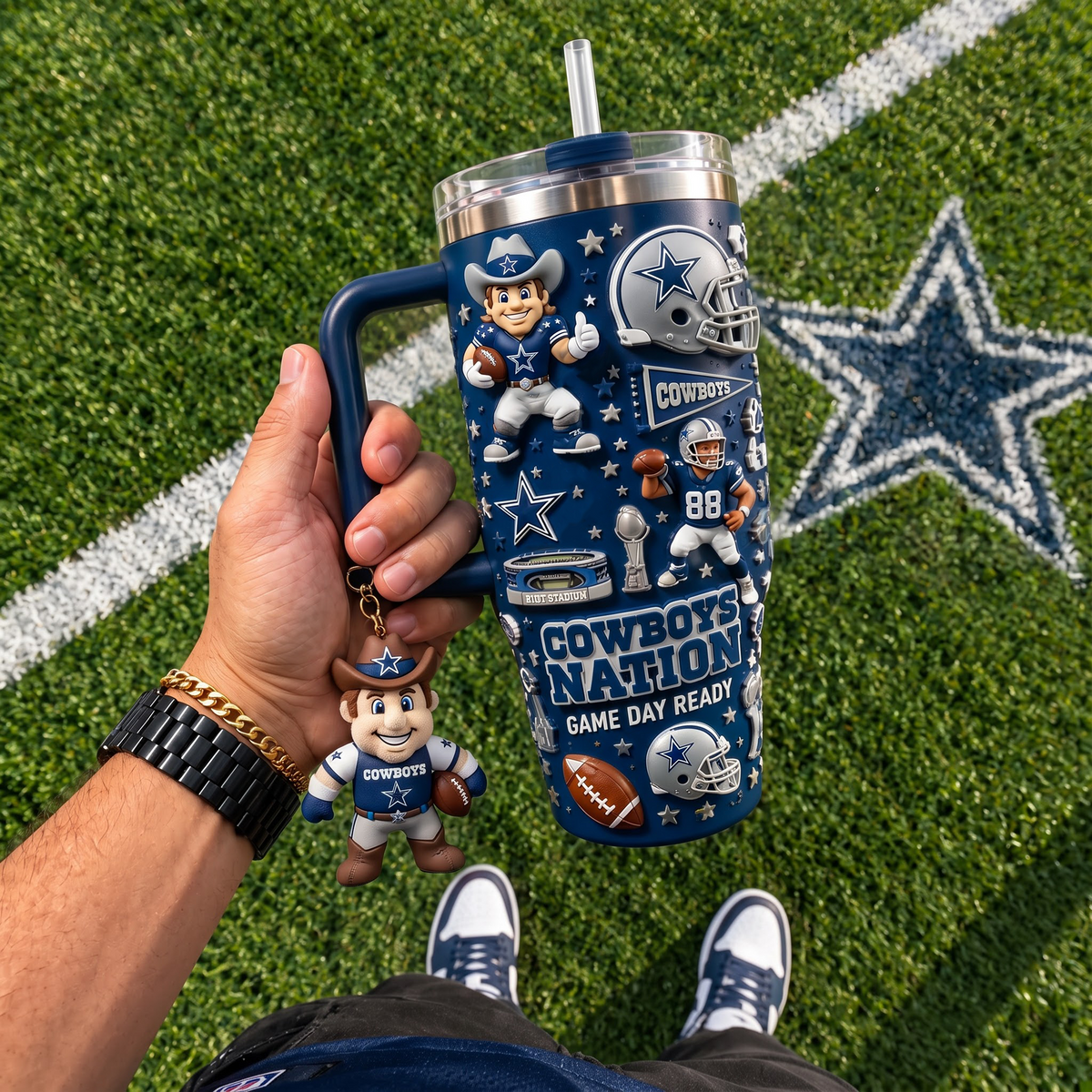 DC x NFL Football 40oz Tumbler with Handle & Straw