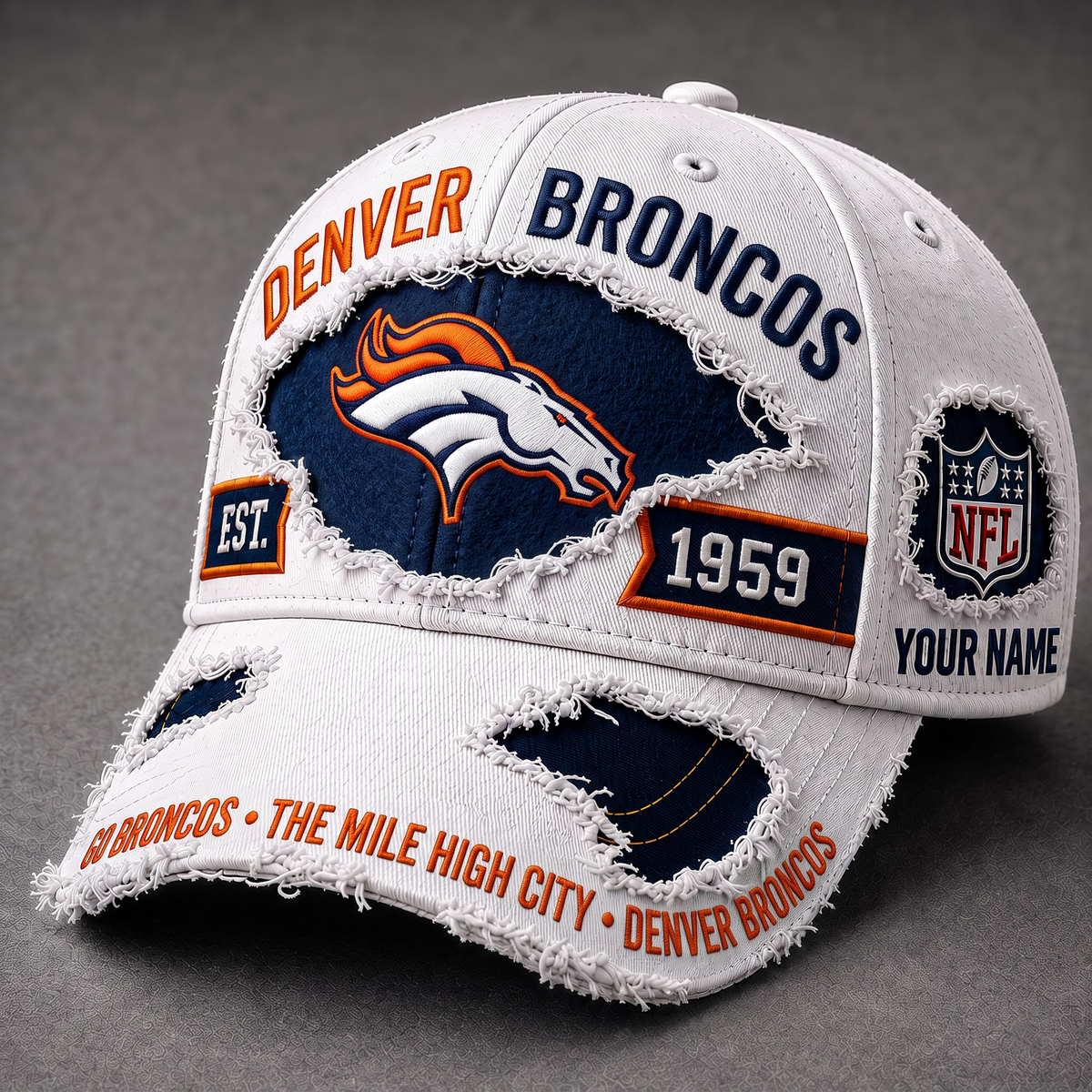 DEN X Premium NFL Classic Distressed Snapback Cap
