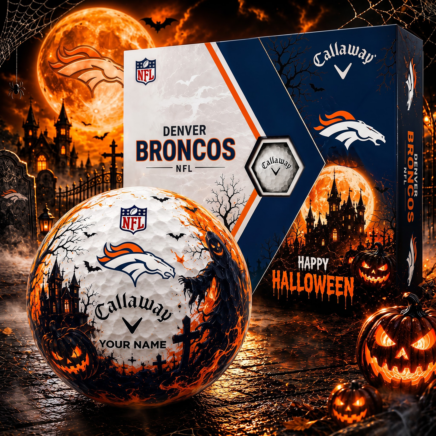 DEN X Premium NFL Halloween Golf Ball Limited Edition V3