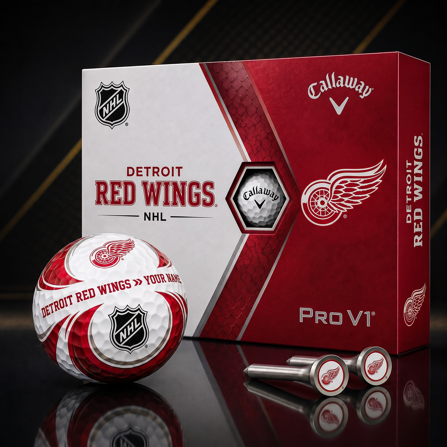 DET X PREMIUM NHL PERSONALIZED PRO V1 GOLF BALL SET COLLECTOR EDITION
