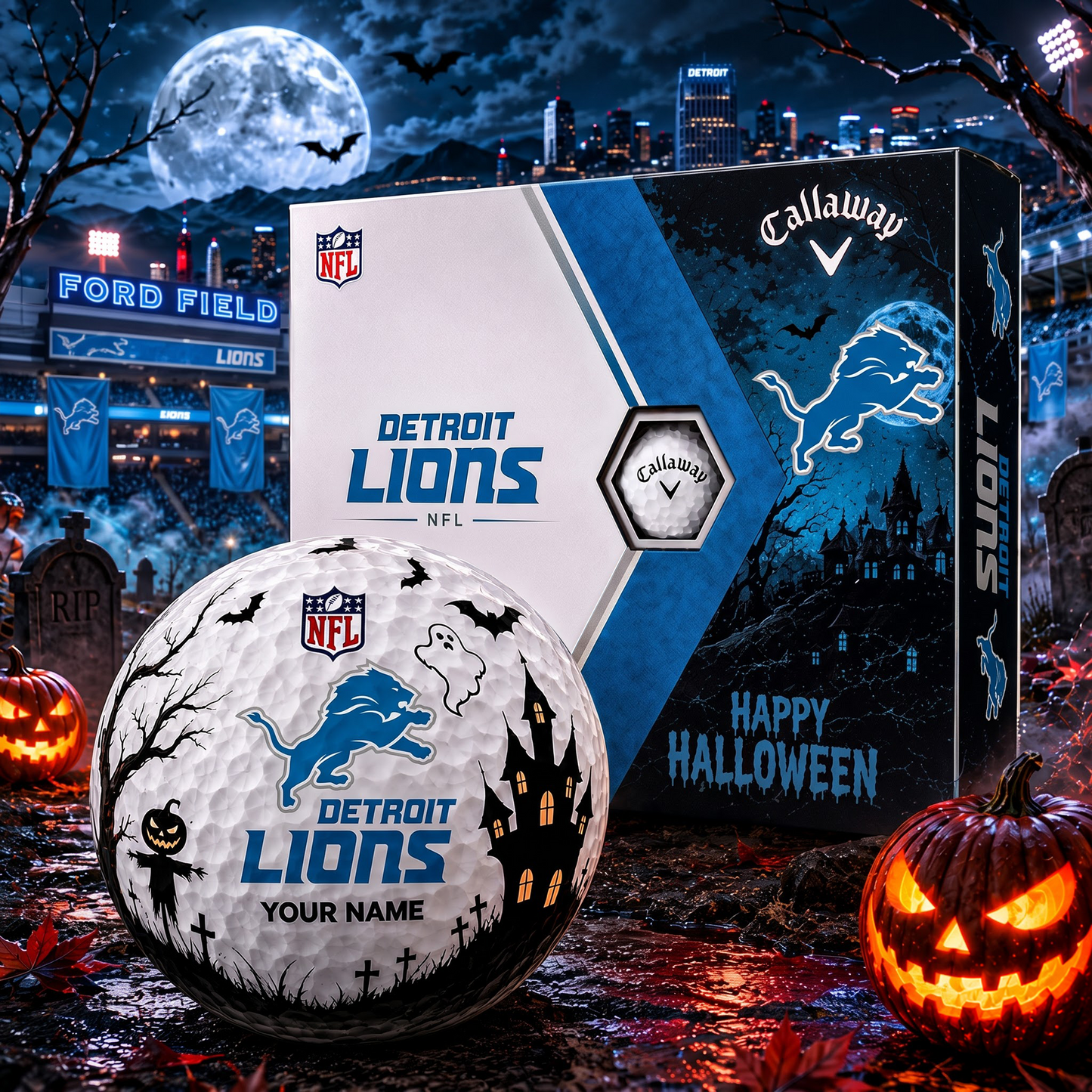 DET X Premium NFL Halloween Golf Ball Limited Edition V2 1208
