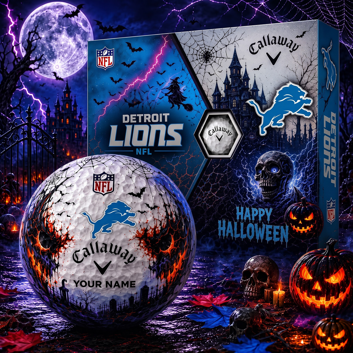 DET X Premium NFL Halloween Golf Ball Limited Edition V2