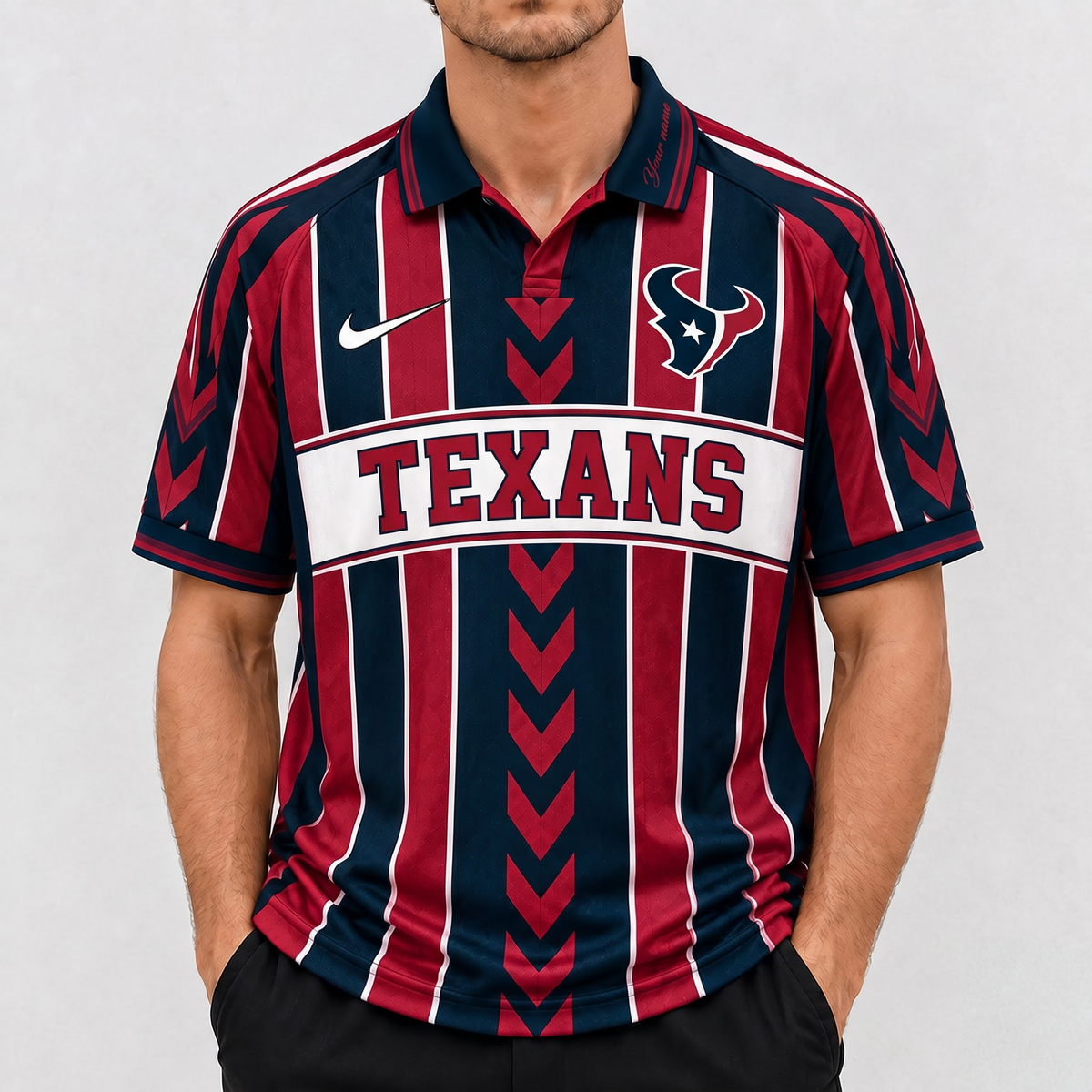HOU X NFL Championship Polo Shirt Custom Name For Fan