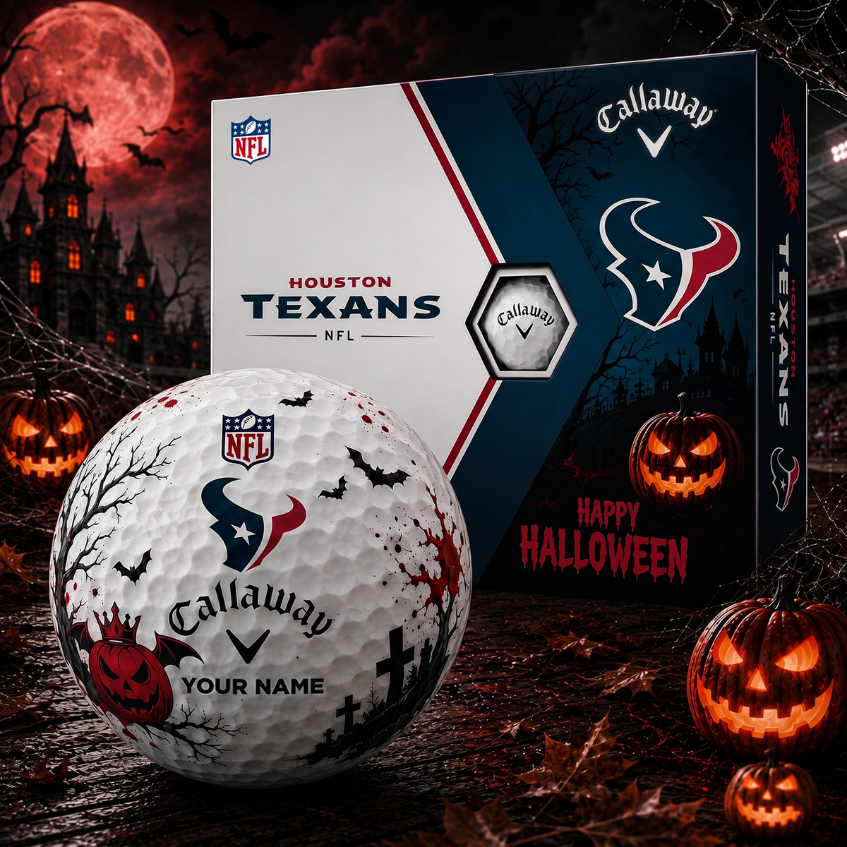 HOU X Premium NFL Halloween Golf Ball Limited Edition