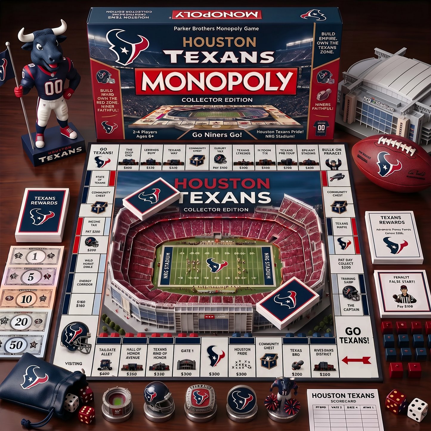 HT_MONOPOLY NFL DELUXE SPORTS BOARD GAME PREMIUM COLLECTOR EDITION