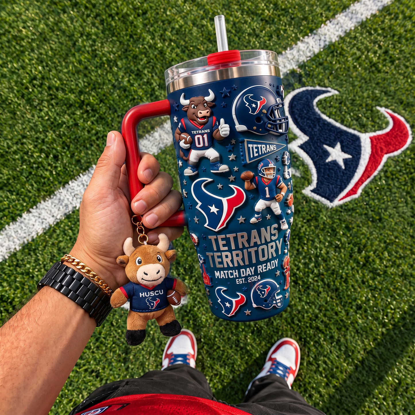 HT x NFL Football 40oz Tumbler with Handle & Straw