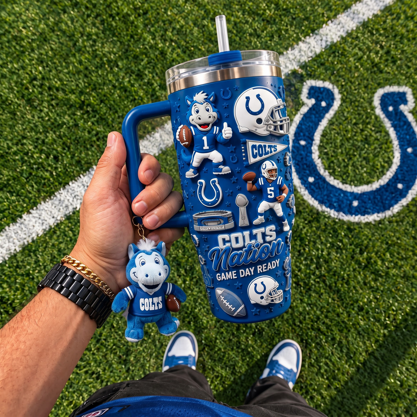 IC x NFL Football 40oz Tumbler with Handle & Straw