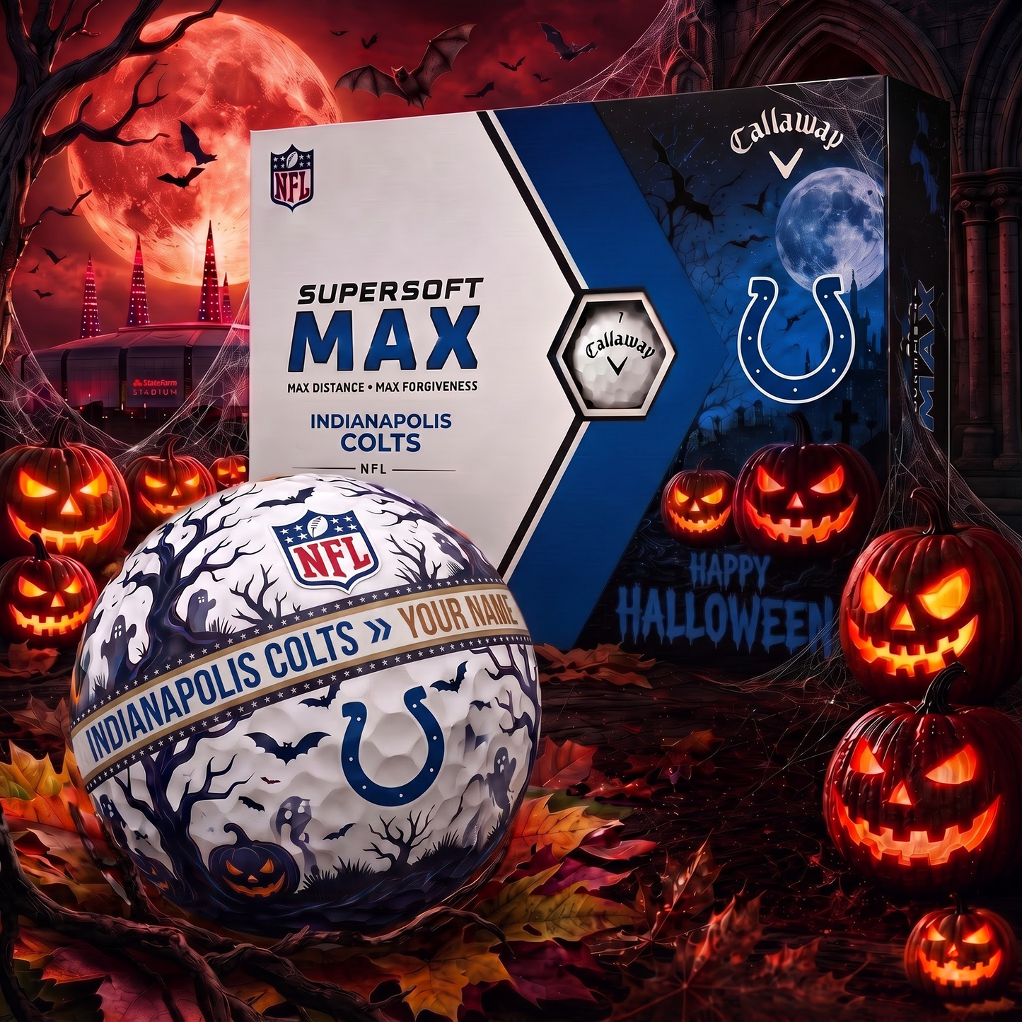 IC_Premium NFL Team Halloween Golf Balls Set - Spooky Halloween Gift Box