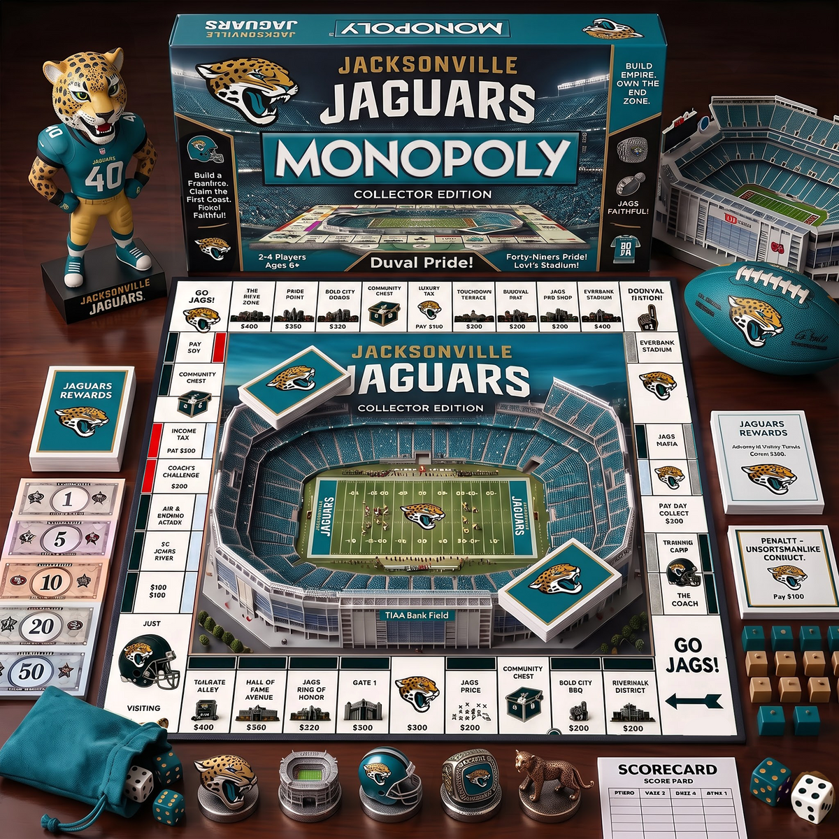JJ_MONOPOLY NFL DELUXE SPORTS BOARD GAME PREMIUM COLLECTOR EDITION