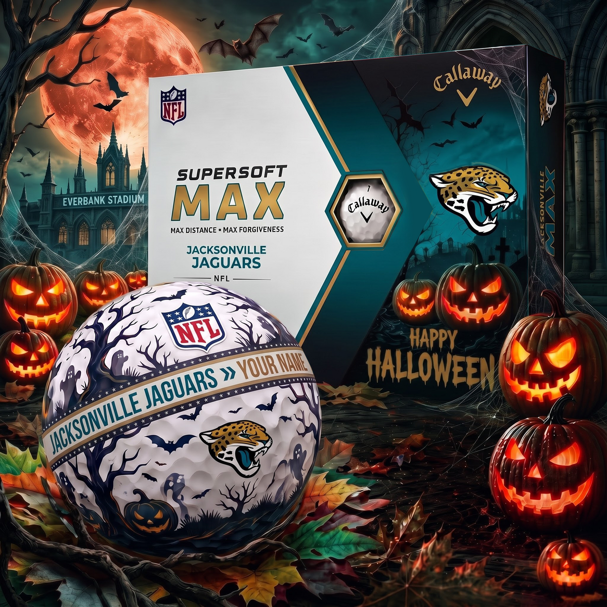 JJ_Premium NFL Team Halloween Golf Balls Set - Spooky Halloween Gift Box