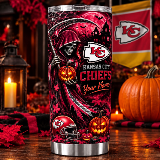 KC X NFL Halloween Horror Tumbler – Personalized Your Name Edition