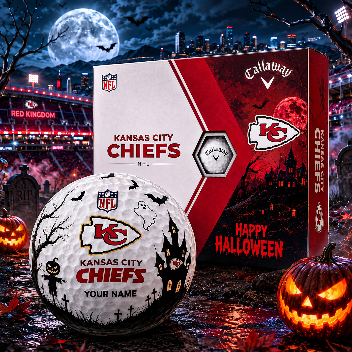 KC X Premium NFL Halloween Golf Ball Limited Edition V2 1208