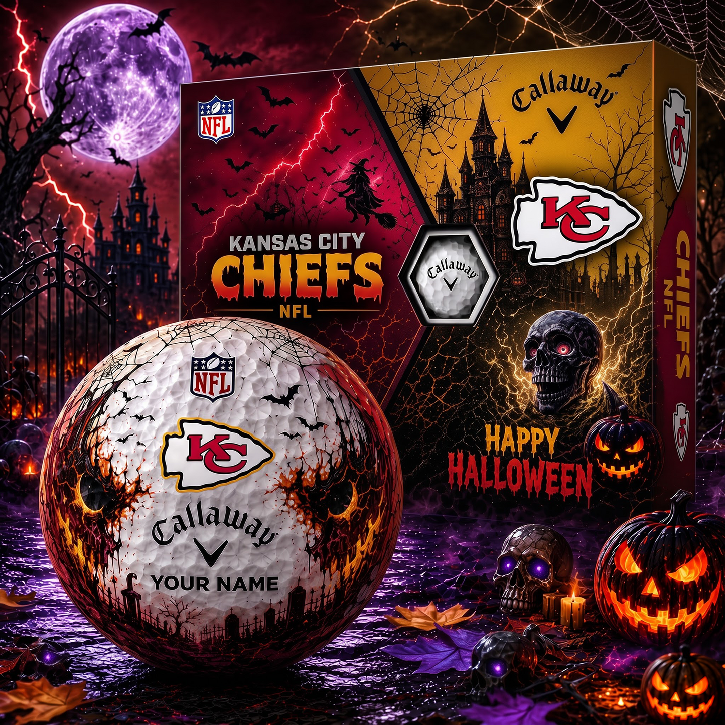KC X Premium NFL Halloween Golf Ball Limited Edition V2