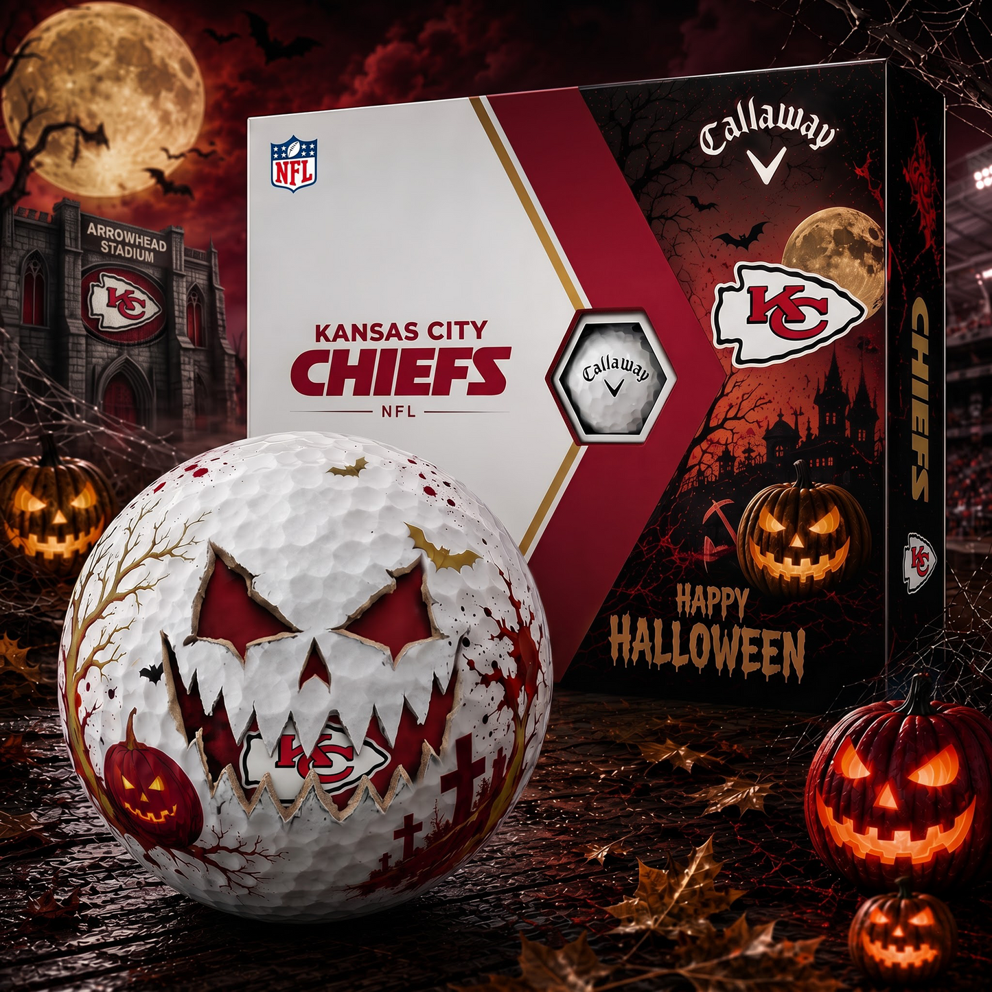 KCC_NFL Monster Skull Halloween Golf Balls Gift Box 1808