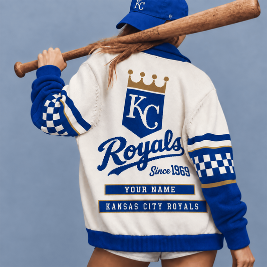 KCR X MLB Premium Cardigan Jaket Personalized Gift For Fan Baseball Men Women - Limited Edition