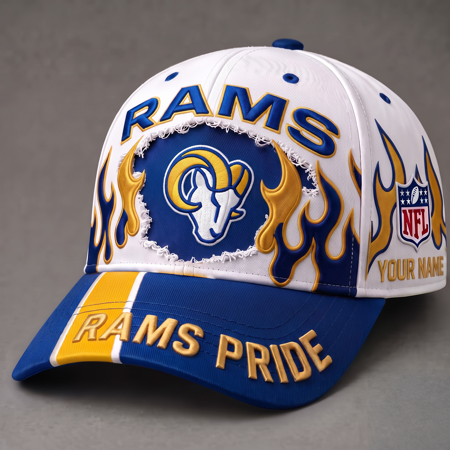 LAR X NFL EXCLUSIVE PERSONALIZED FIRE GRAPHIC CAP FOR GAME DAY