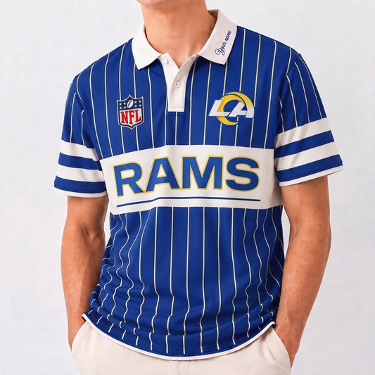 LAR x NFL Fan Vintage Pinstripe Polo - Custom Collar Text Gift