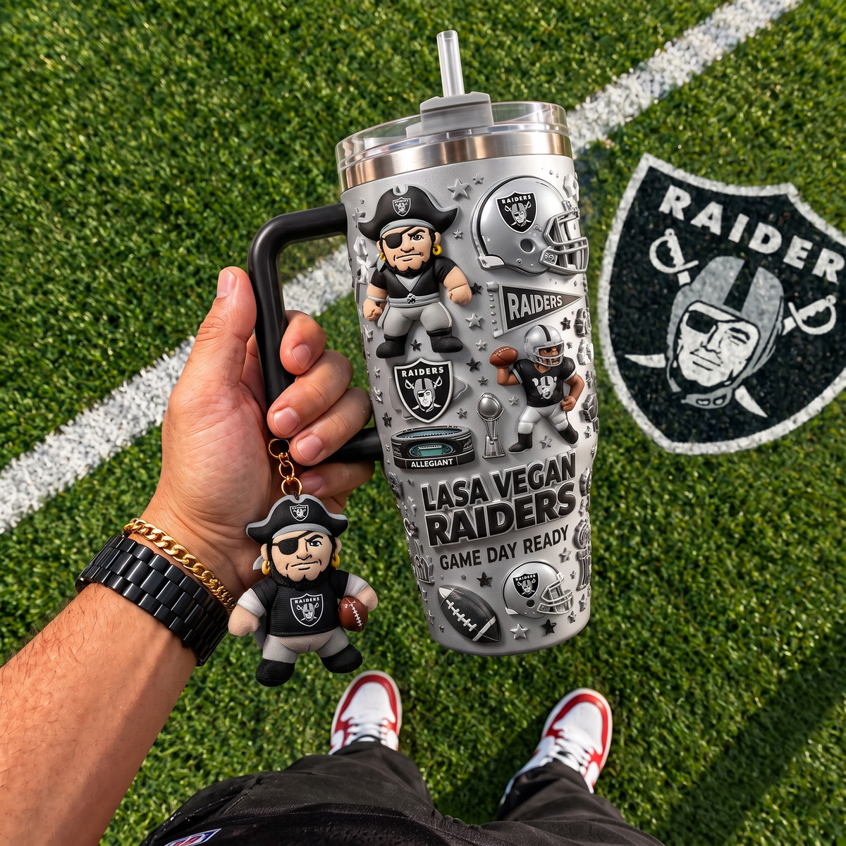 LVR x NFL Football 40oz Tumbler with Handle & Straw