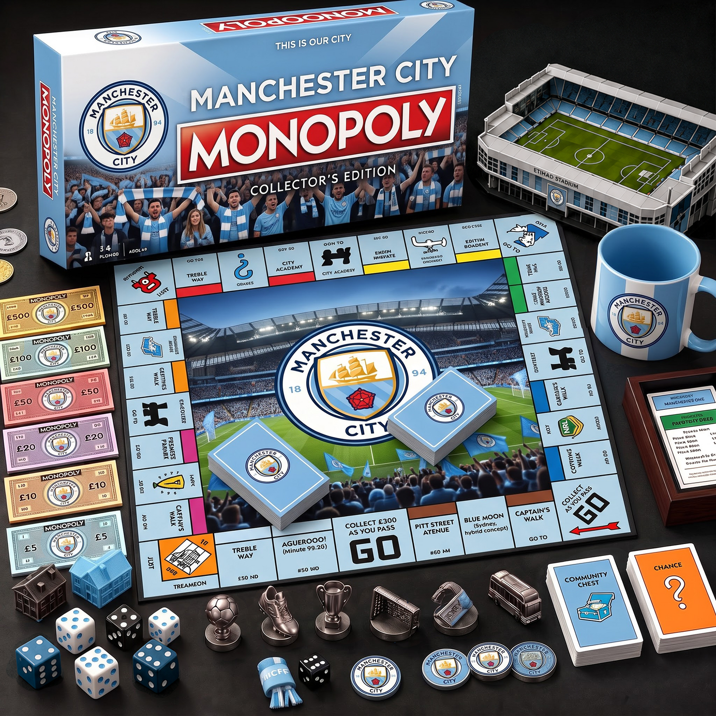 MAN_MONOPOLY EPL DELUXE SPORTS BOARD GAME PREMIUM COLLECTOR EDITION