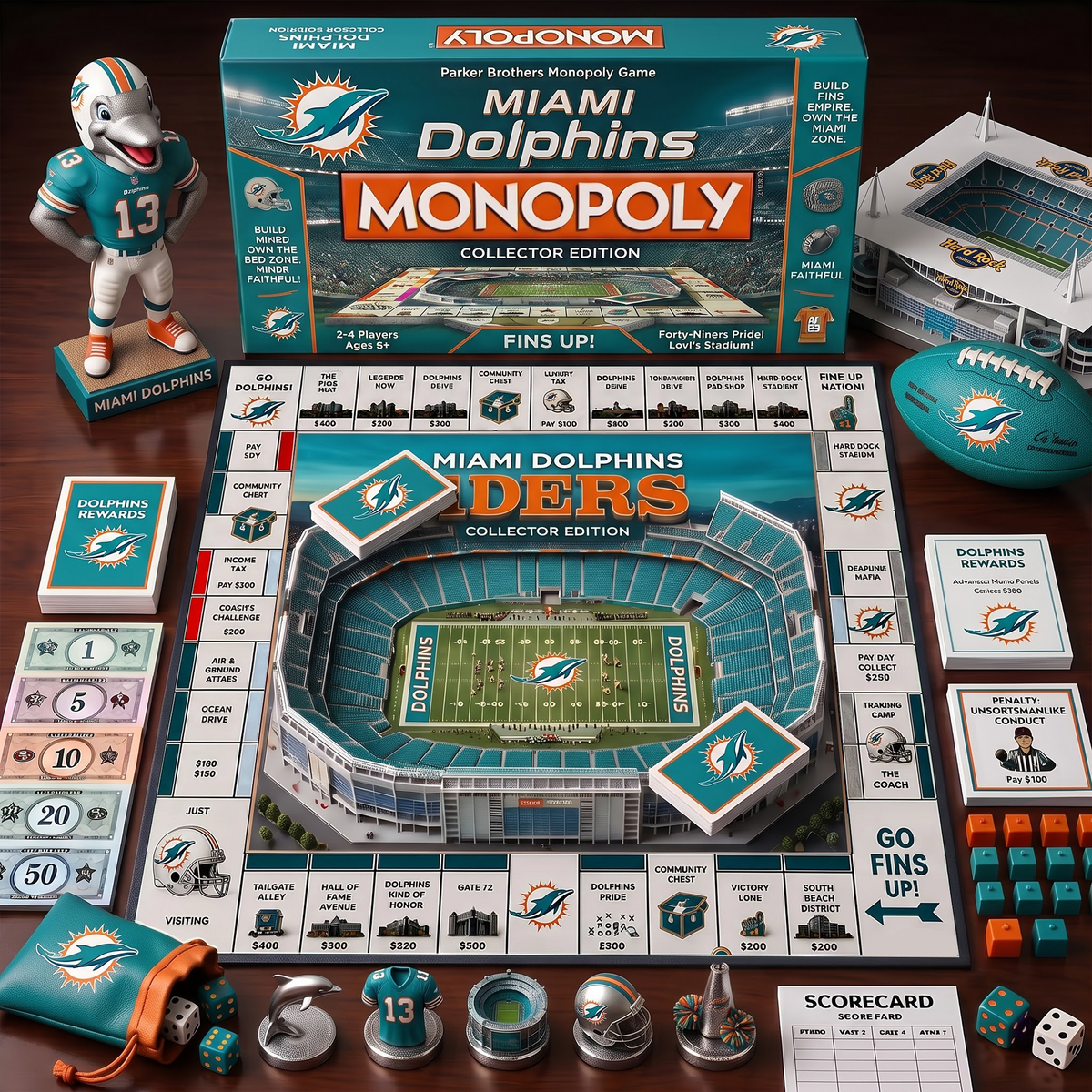 MD_MONOPOLY NFL DELUXE SPORTS BOARD GAME PREMIUM COLLECTOR EDITION