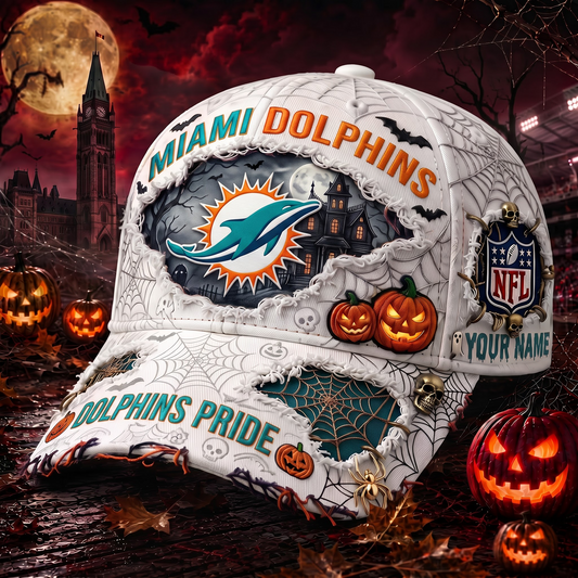 MD_NFL Premium Haunted House Themed 3D Distressed-Effect Baseball Cap