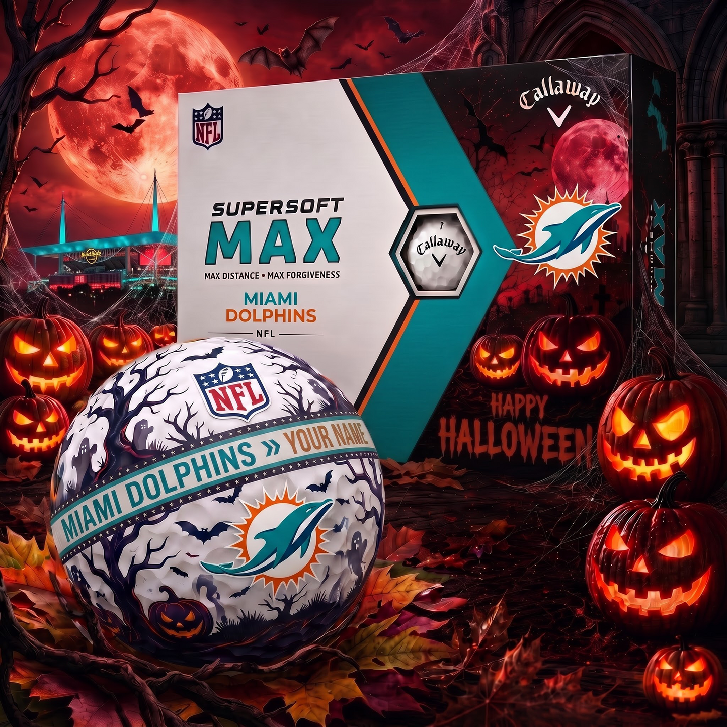 MD_Premium NFL Team Halloween Golf Balls Set - Spooky Halloween Gift Box