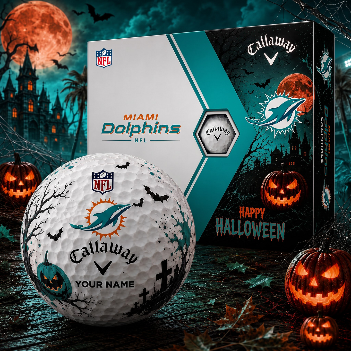 MIA X Premium NFL Halloween Golf Ball Limited Edition