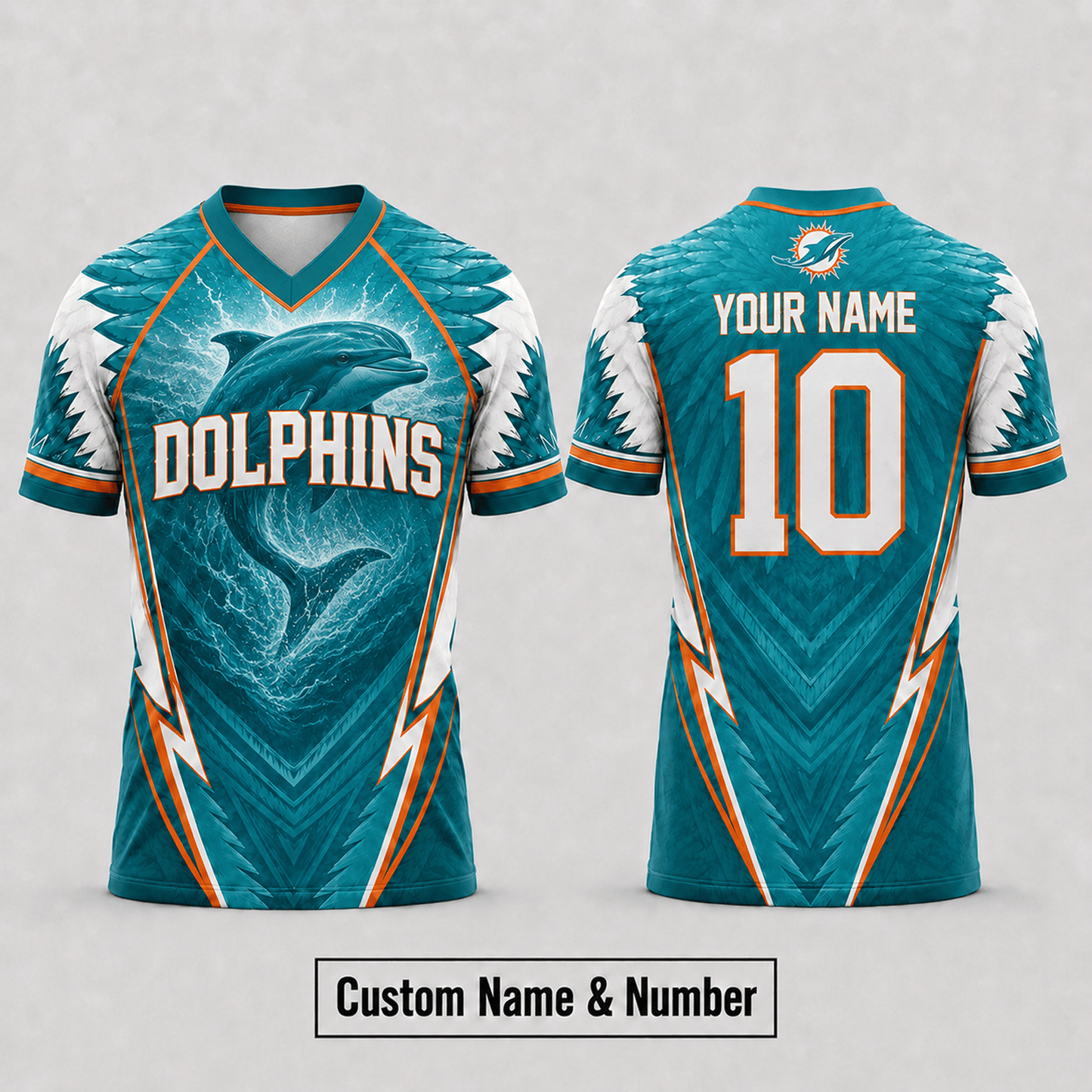 MIA x  NFL Premium Custom Name And Number Jersey For Fierce Football Fans