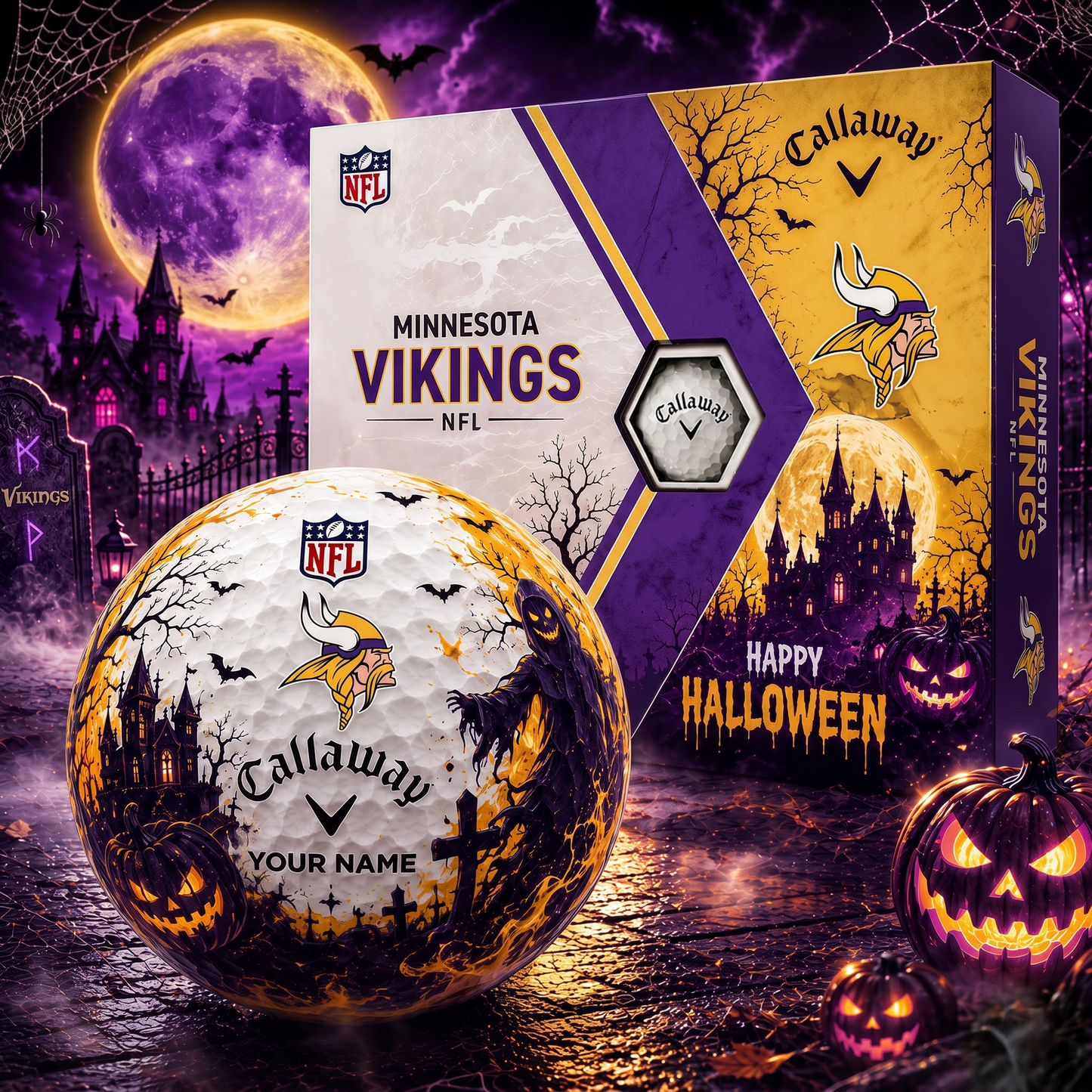 MIN X Premium NFL Halloween Golf Ball Limited Edition V3