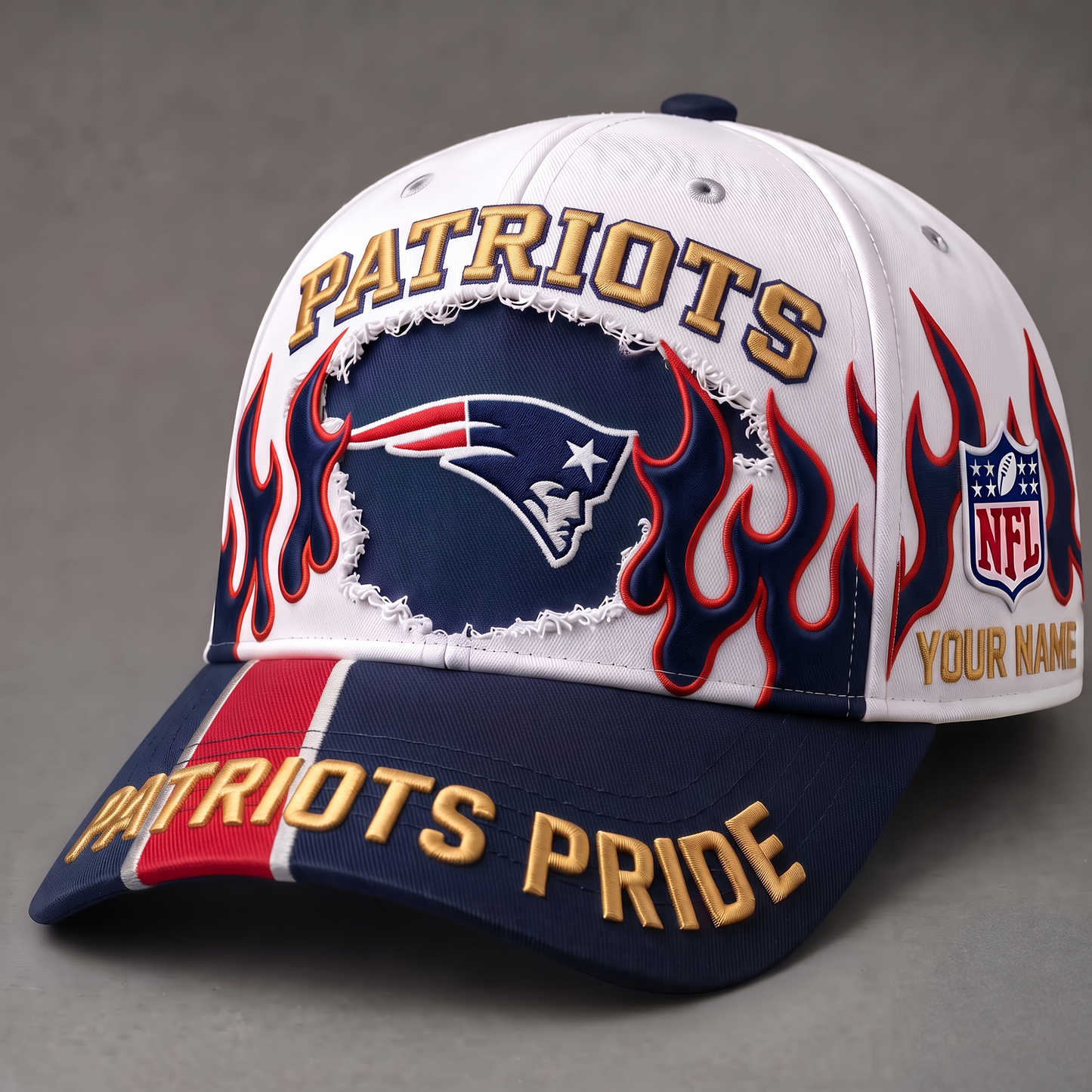 NE X NFL EXCLUSIVE PERSONALIZED FIRE GRAPHIC CAP FOR GAME DAY