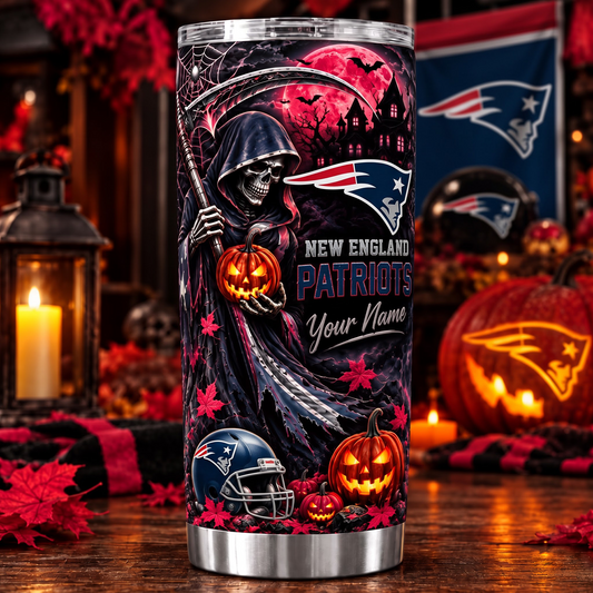 NE X NFL Halloween Horror Tumbler – Personalized Your Name Edition