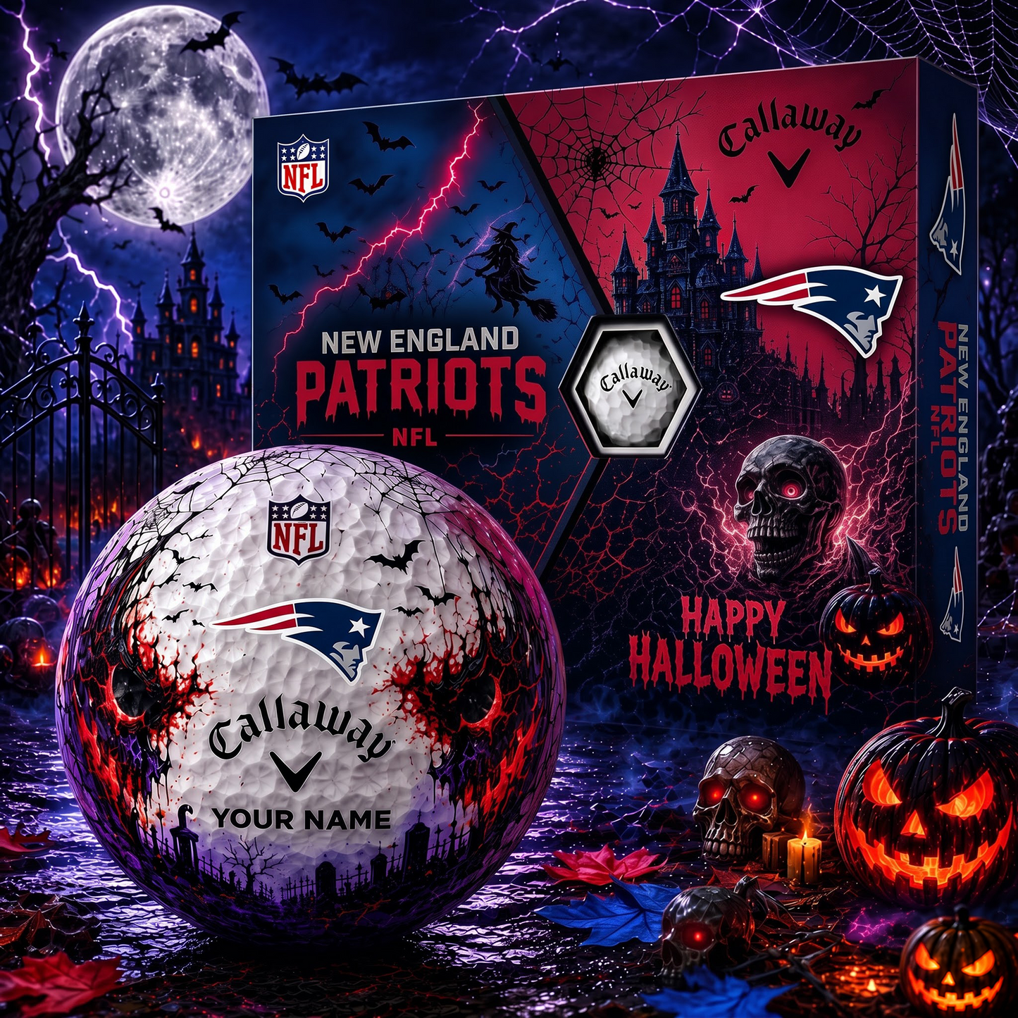NE X Premium NFL Halloween Golf Ball Limited Edition V2