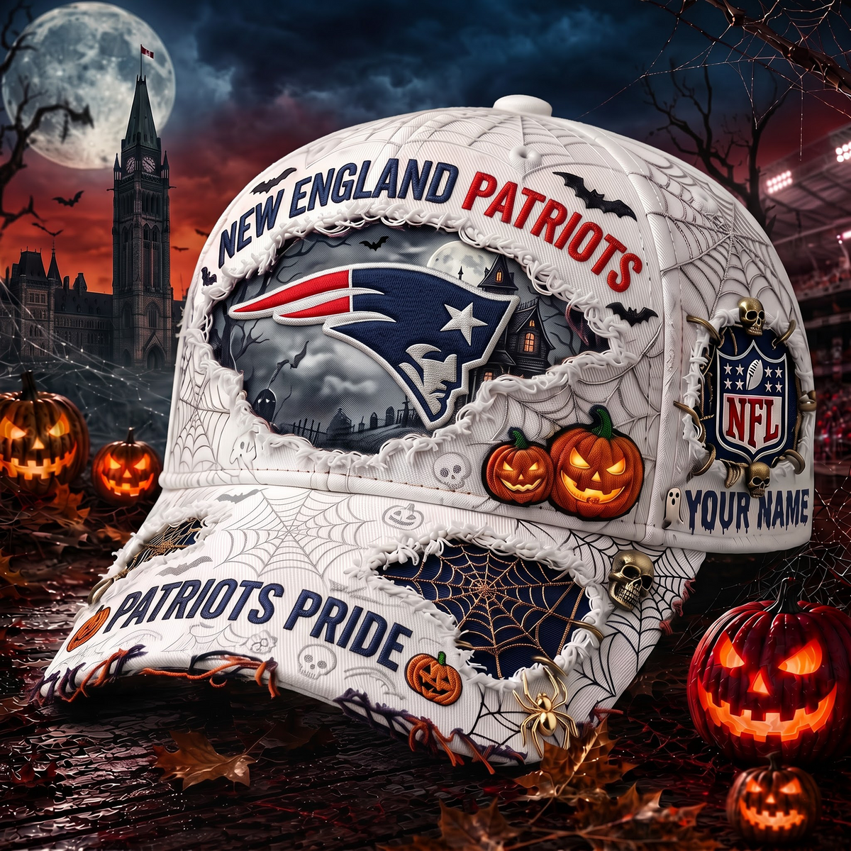 NEP_NFL Premium Haunted House Themed 3D Distressed-Effect Baseball Cap
