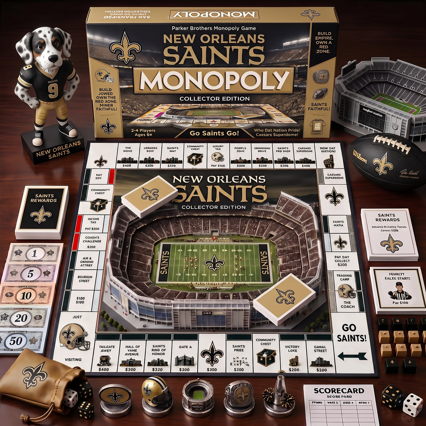 NOS_MONOPOLY NFL DELUXE SPORTS BOARD GAME PREMIUM COLLECTOR EDITION