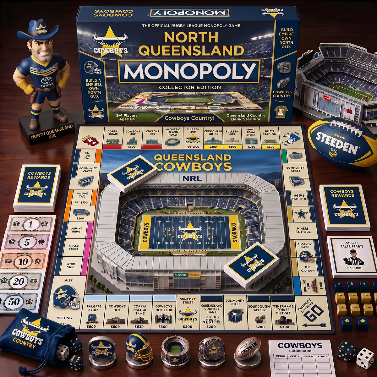 NQC_MONOPOLY NRL DELUXE SPORTS BOARD GAME PREMIUM COLLECTOR EDITION