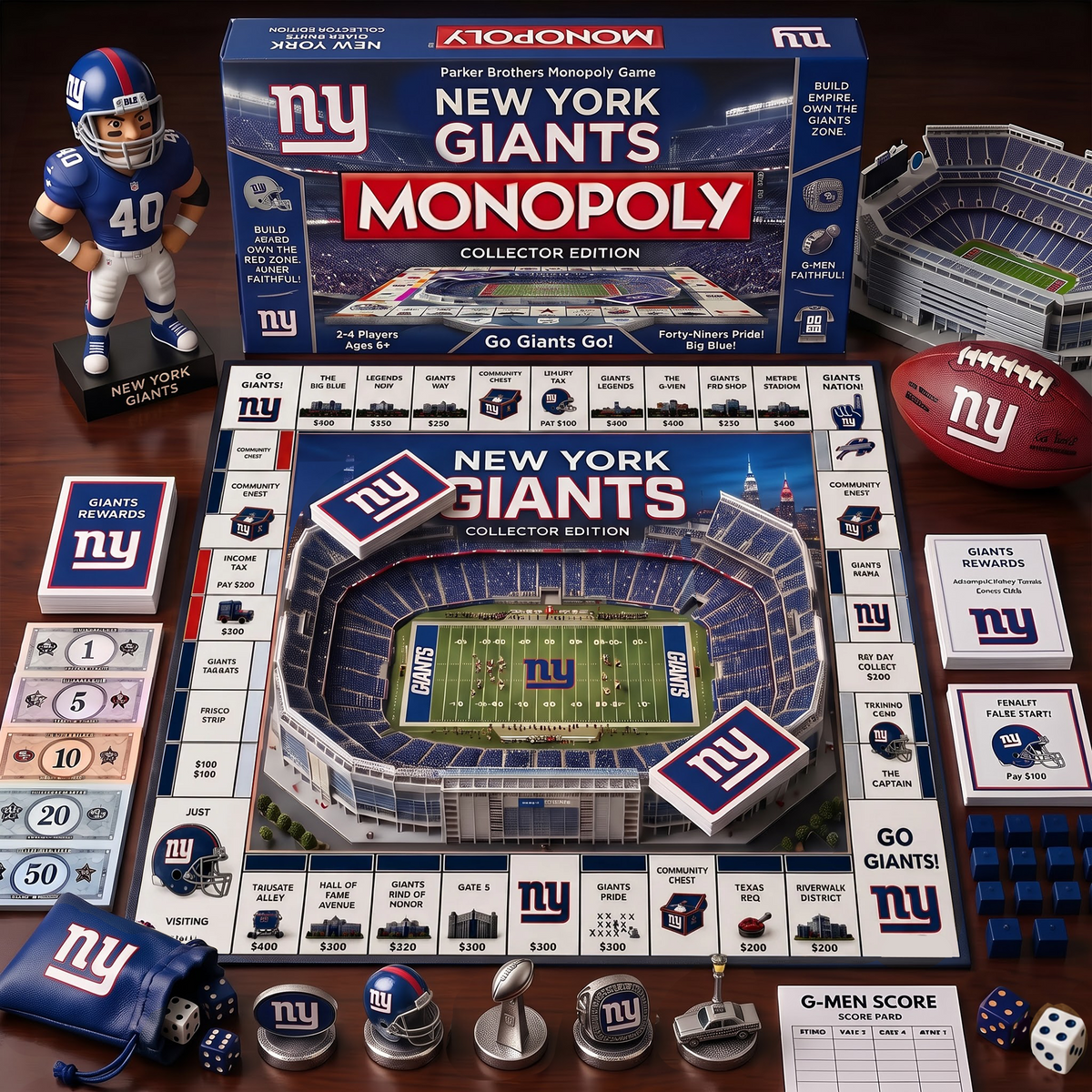 NYG_MONOPOLY NFL DELUXE SPORTS BOARD GAME PREMIUM COLLECTOR EDITION